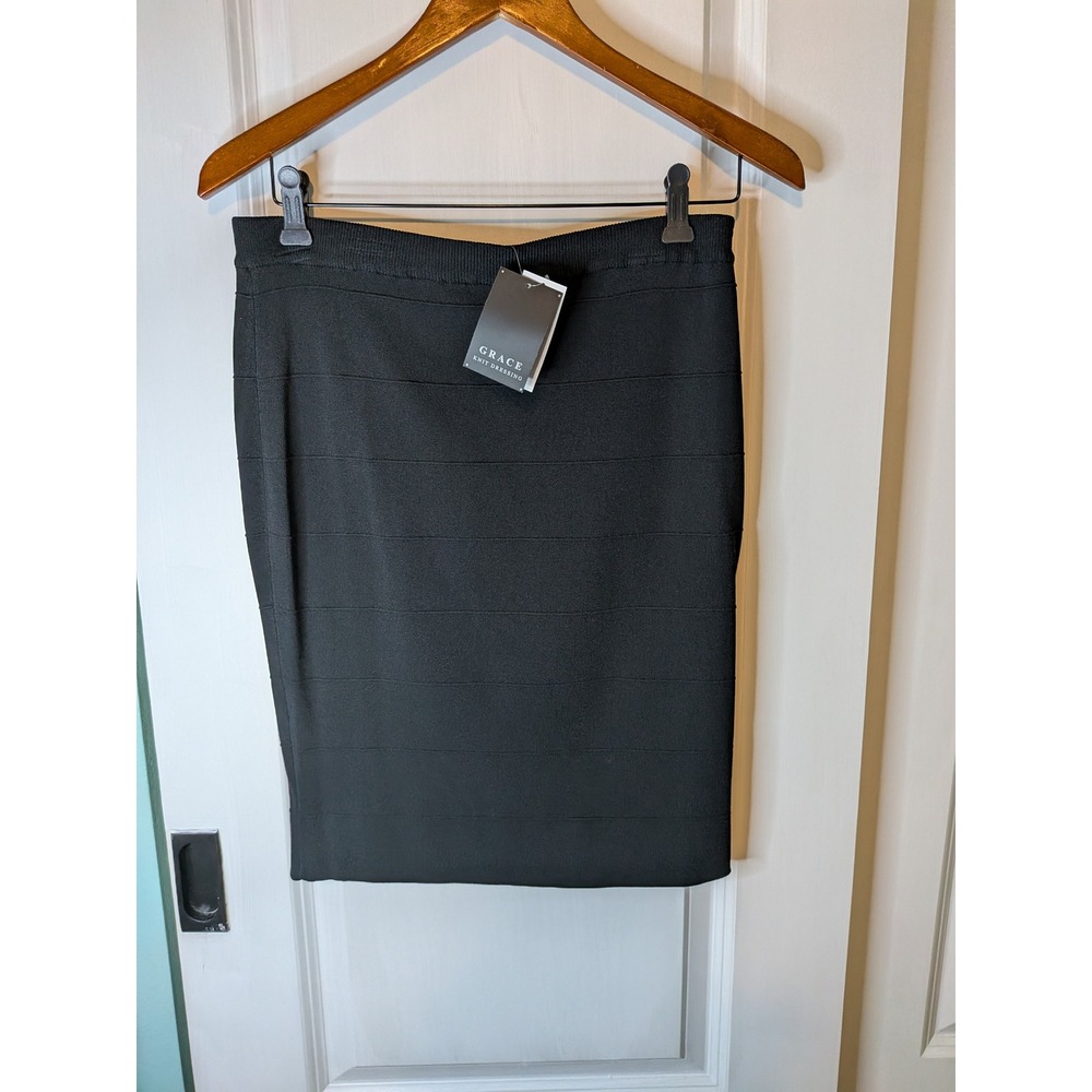 Grace Knit Dressing Summer Stripes Black Bandage Pencil Skirt Small NWT 4420552